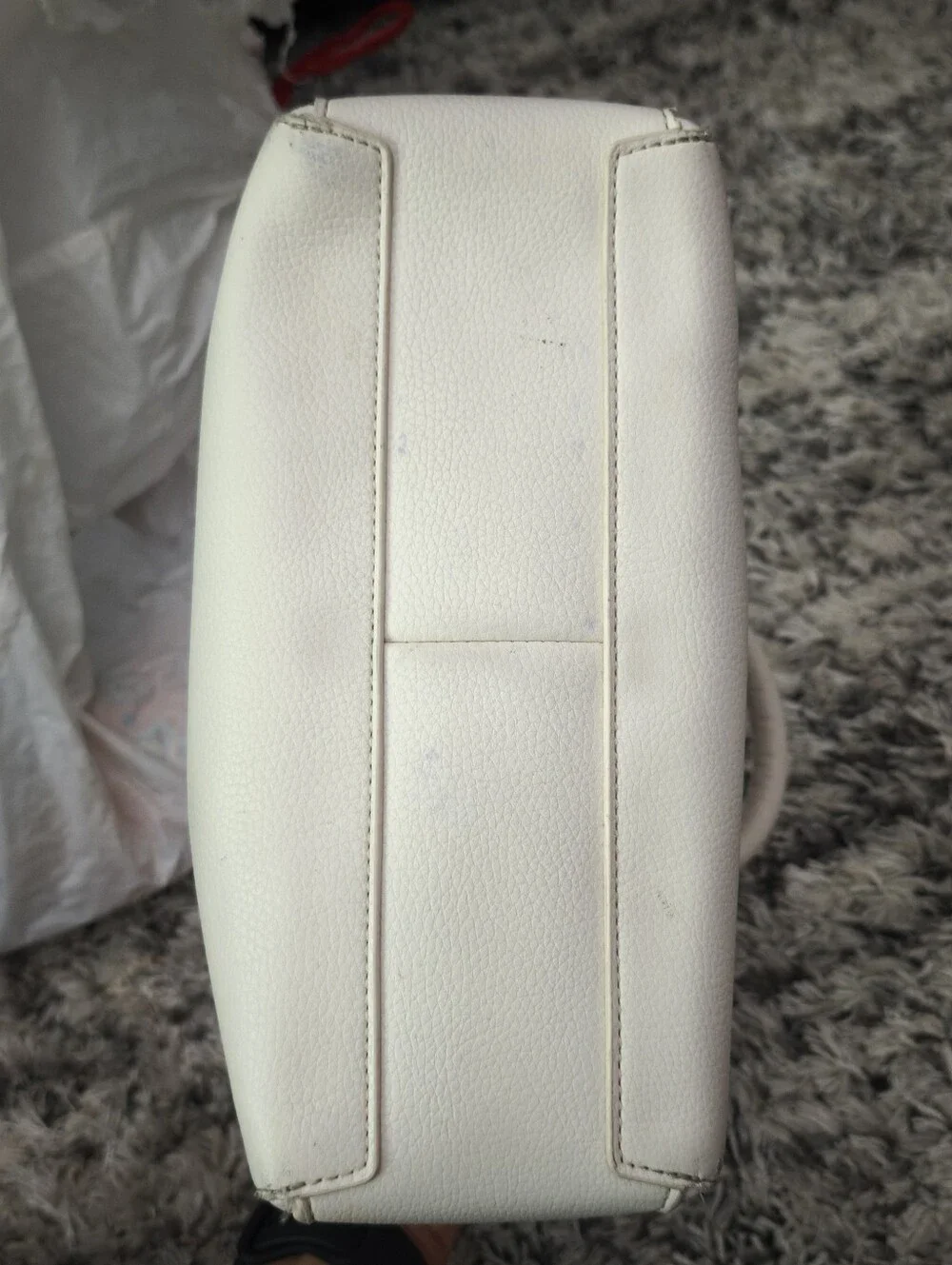 Steve Madden White Pebbled Leather Satchel
